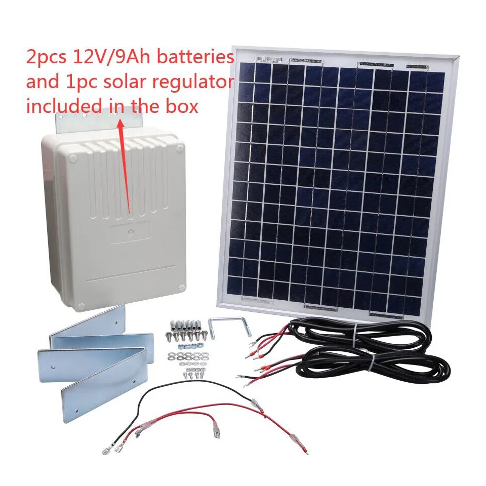 20W Solar Panel System with 2 9Ah Battery For Sliding Swing Gate Automation