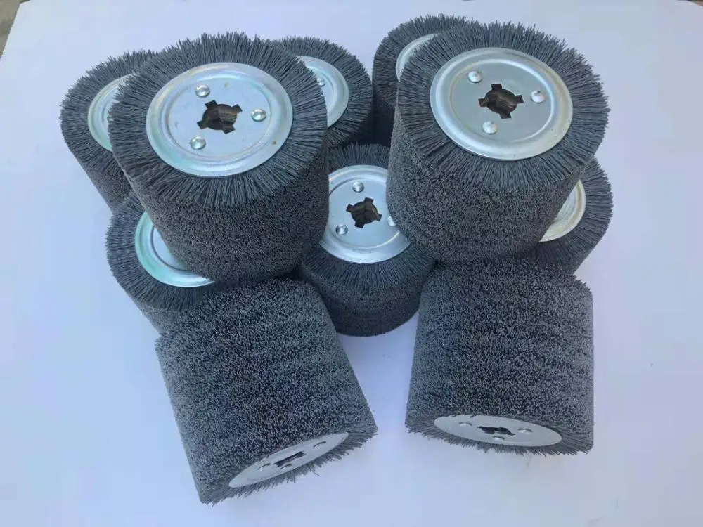 FMT Factory Direct Sale  Industrial Deburring Polishing Cleaning Cylinder Round abrasive nylon wire  brush for wood polishing