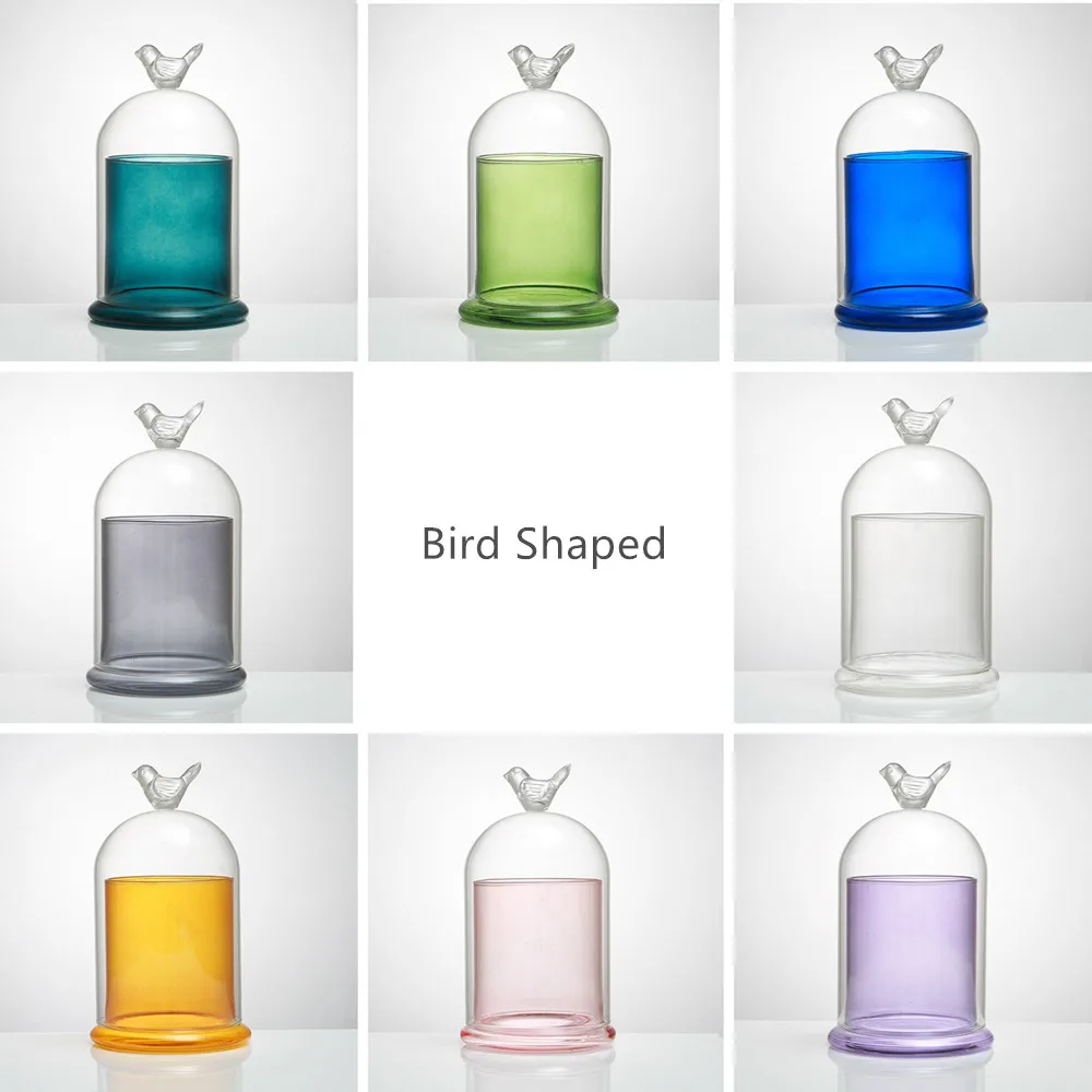 Glass Cloche Candle Holder Bell Jar with Dome lid / Display Dome Vintage Tealight Holder for Home Wedding Table Centerpiece