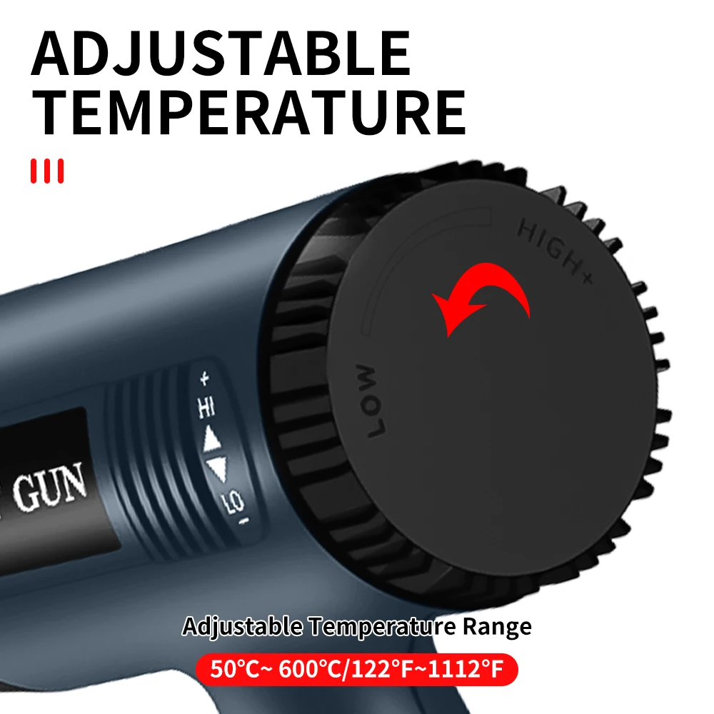 Variable Temperature Range 122~1112 Fahrenheit Degree 2000 Watts Hot/Cold Air Heat Gun for Industrial and Home