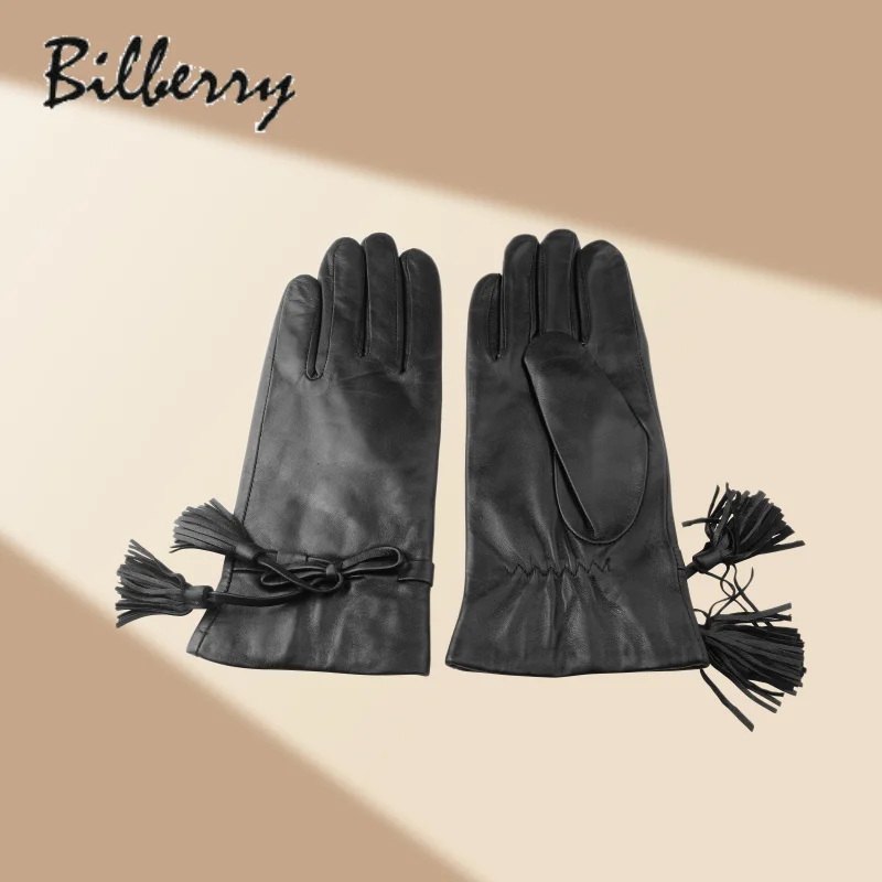 High quality warm Winter genuine dress sheepskin Leather Gloves Women Warm Texting Gloves Driving Gloves For Outdoor