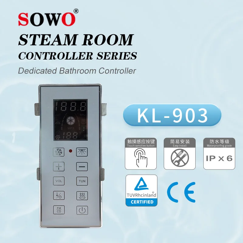 SOWO KL-903 Remote Control Speaker Overheat Protection Etl Ce Tuv Digital Control Panel Box Steam Shower Bath Generator