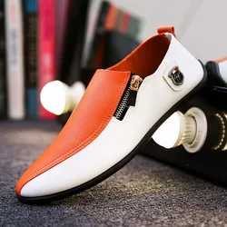 summer British shoes fashion men shoes casual peas shoes orange color