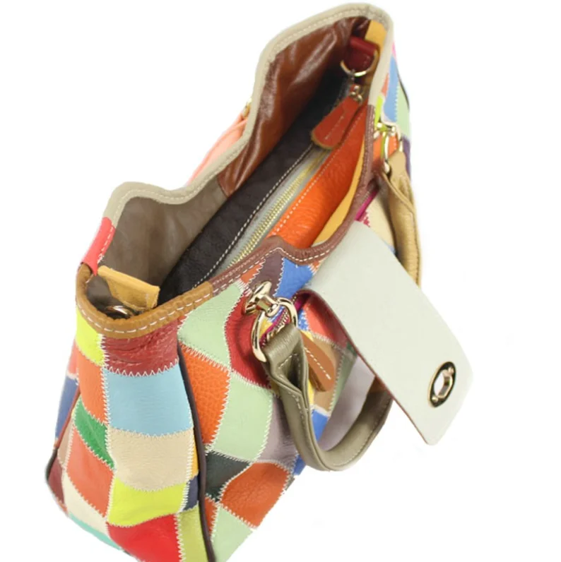 2022 popular new trendy fashion large capacity shoulder woven cow genuine leather bag patchwork tote bag women