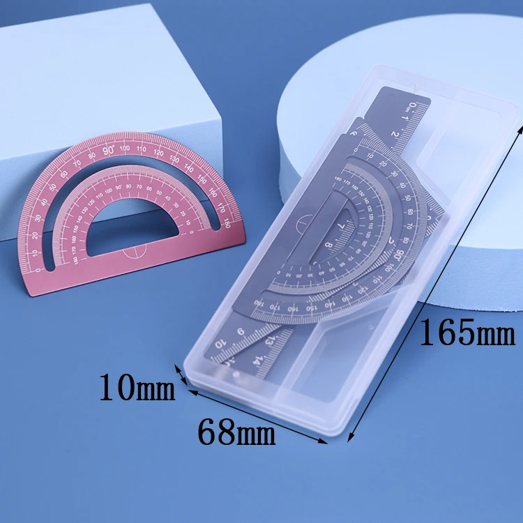 Wholesale PP Plastic Customized Ruler Triangle Protractor Geometric Tools Set Students School Geometry Sets Mathematical Set