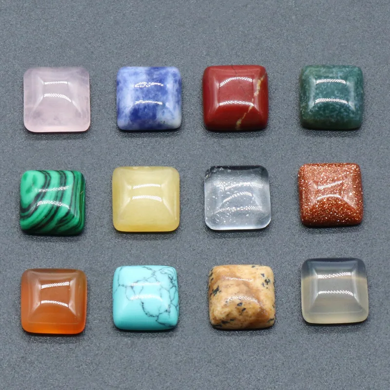 Square ring surface natural crystal single curved square geometric DIY jewelry stone semi-precious stone crafts