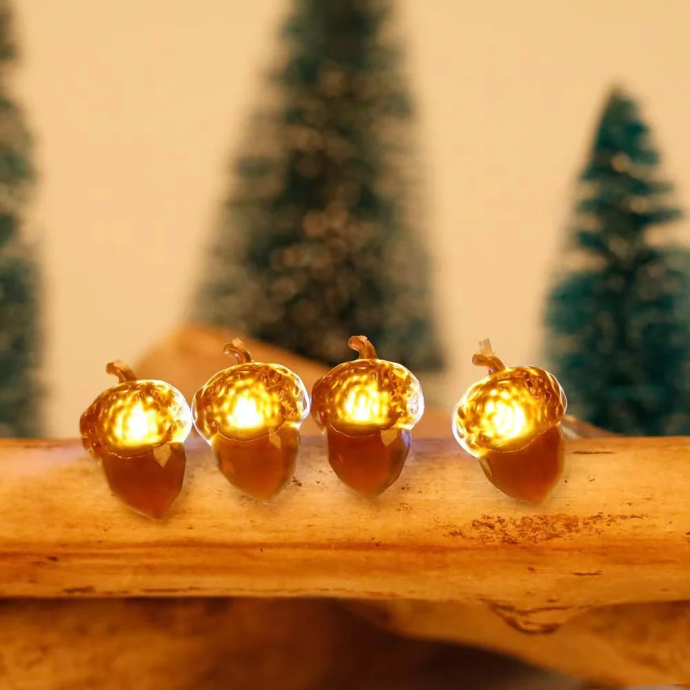 Led Pine Cone String Lights Hazelnut Atmosphere Christmas Light For Indoor Room Holiday Decoration
