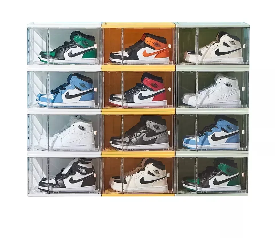 Plastic Shoe Case Sneaker Storage Clear Shoe Casest Stackable Storage Shoe Rack Box