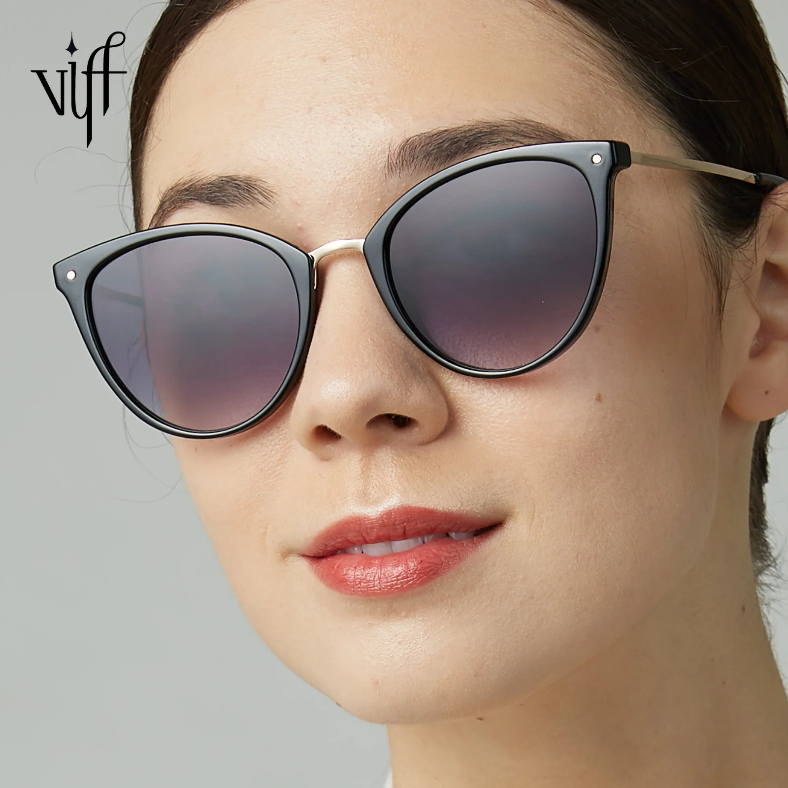 VIFF HP18810 2021 New Trendy Custom Brand Fashion Vintage Ladies Cateye Round Sun Glasses UV400 Women Men Shades Sunglasses