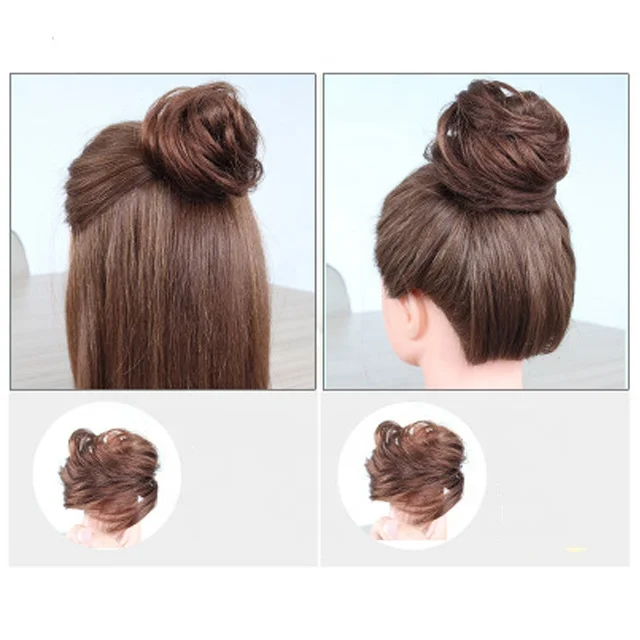 Manufacturers Wholesale Human Hair,  Bun Head Real Bud Hair Band Elastic Fluffy Wigs, Woman Bun Wears Hair