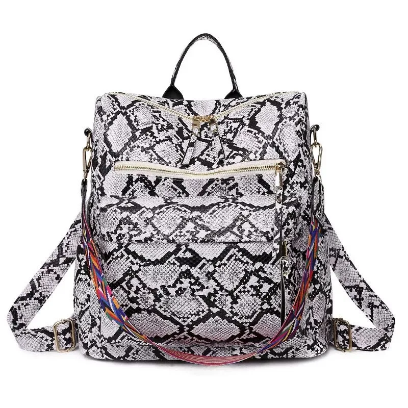 2024 trendy designer snake printing backpacks for women travel bag with shoulder strap mommy diaper bag