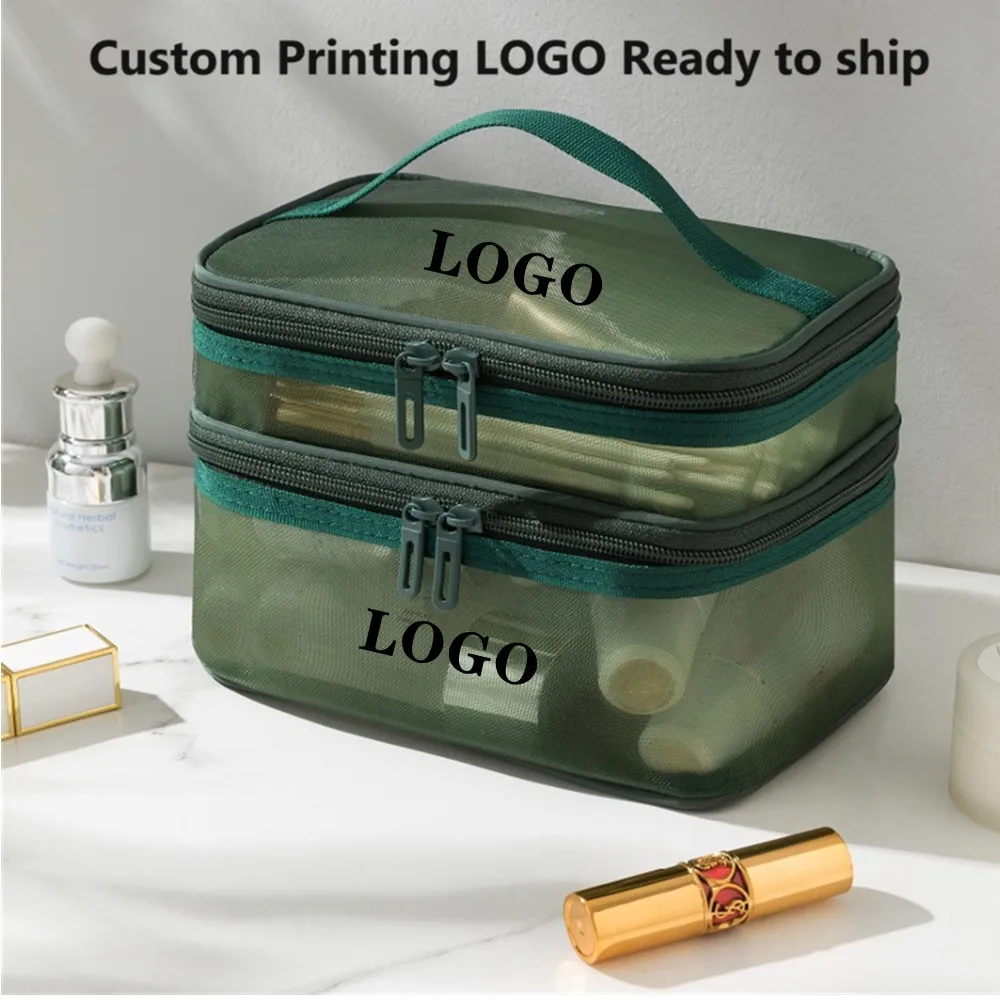 Wholesale Customized Waterproof Maroon Nylon Beauty Pouch Toiletry Bags Makeup Case Large Capacity Cosmetic Bag with Zipper