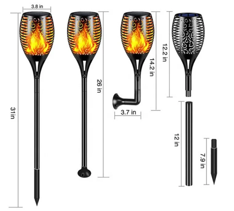 96 LED Garden Solar Lamp Flame Light Landscape Rainproof Grass Led Lamp