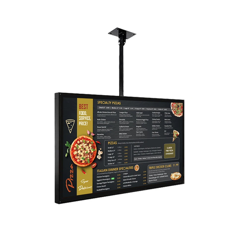 55-Inch Wall Mounted LCD Digital Signage Indoor Android Advertising Screen with SDK for Restaurant Fast Food Digital Menu Board
