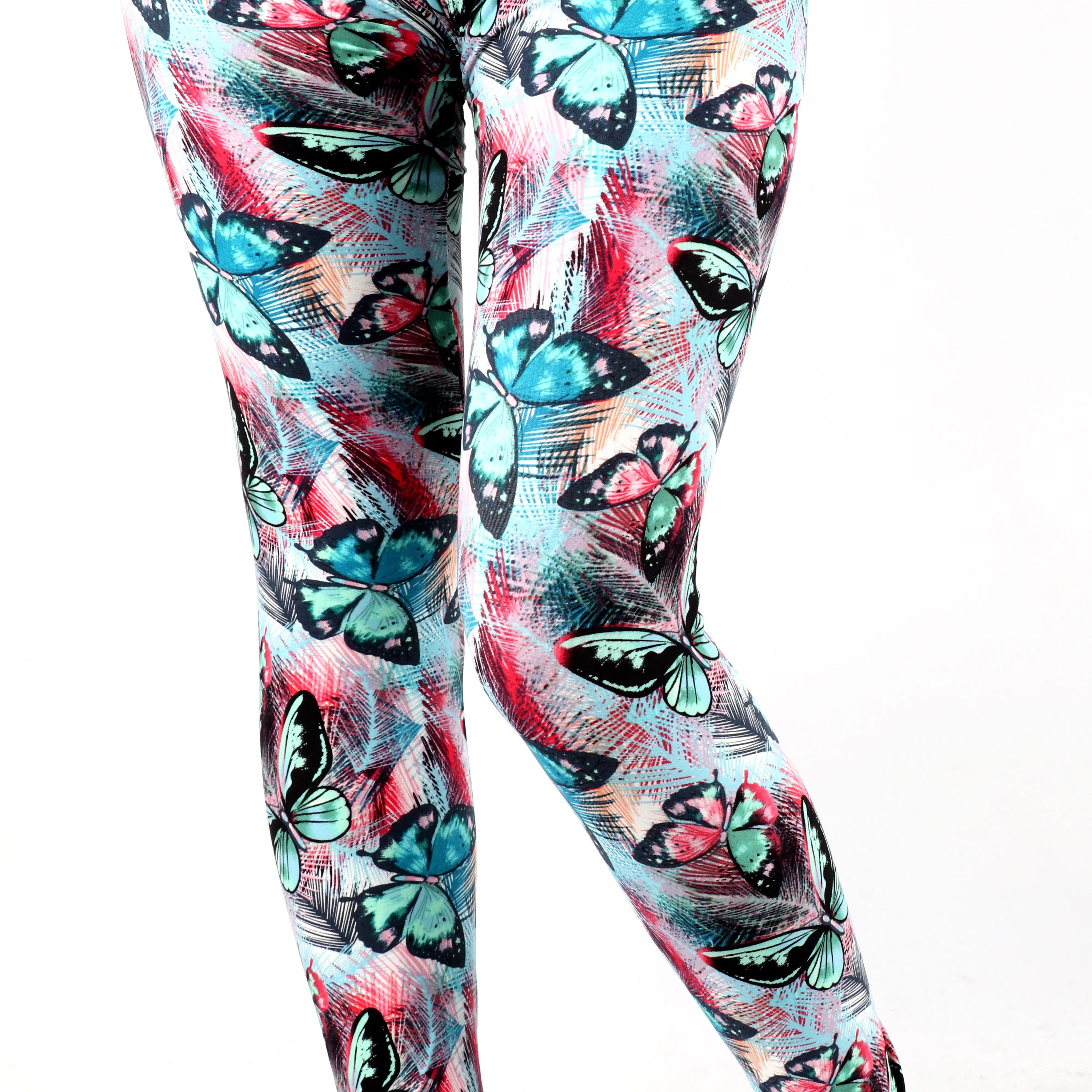 Женские леггинсы с цифровым принтом, Супермягкие леггинсы большого размера с закругленными бабочками, индивидуальный дизайн, 2020