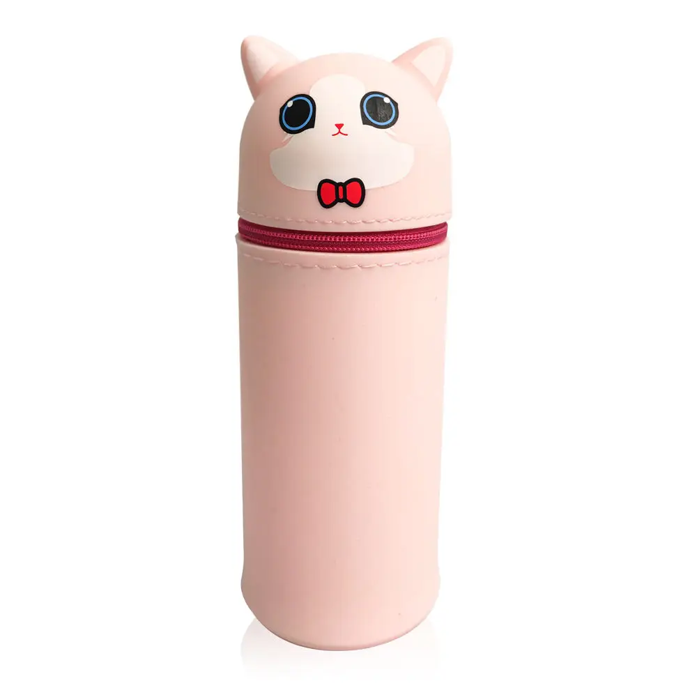 Cartoon Silicone Pencil Case with Large Capacity ,Stand-Up Pen Holder for Students and Kids