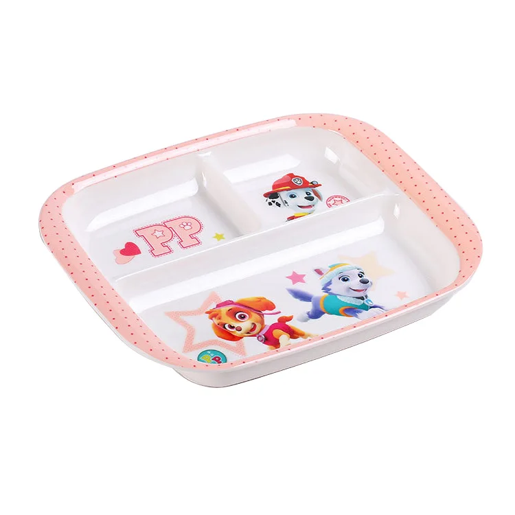 Set platos ninos 3 portion plate for children melamine divided plat, 3 compartment cute cartoon melamine kid plates set