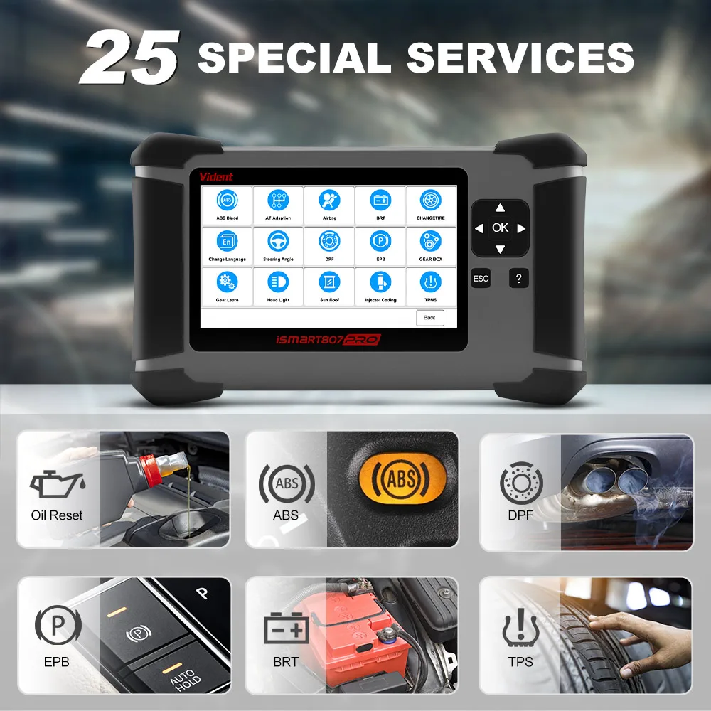 Vident iSmart807Pro All System OBD OBDII Scanner All Makes Diagnostic Tool DPF ABS AIRBAG OIL LIFE RESET