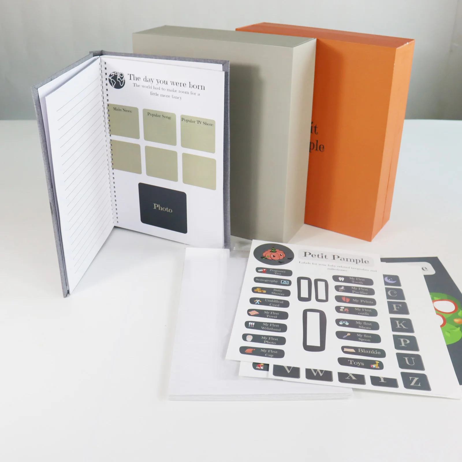 Cardboard Savor Folder Paper Baby Memory Organizer Calendar Gift Box Empty Infant Baby Products Keepsake Envelope Packaging Box