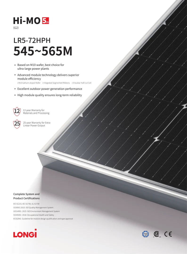Hi_MO_5m_545-560 для домашнего использования longji paneles solares солнечная панель