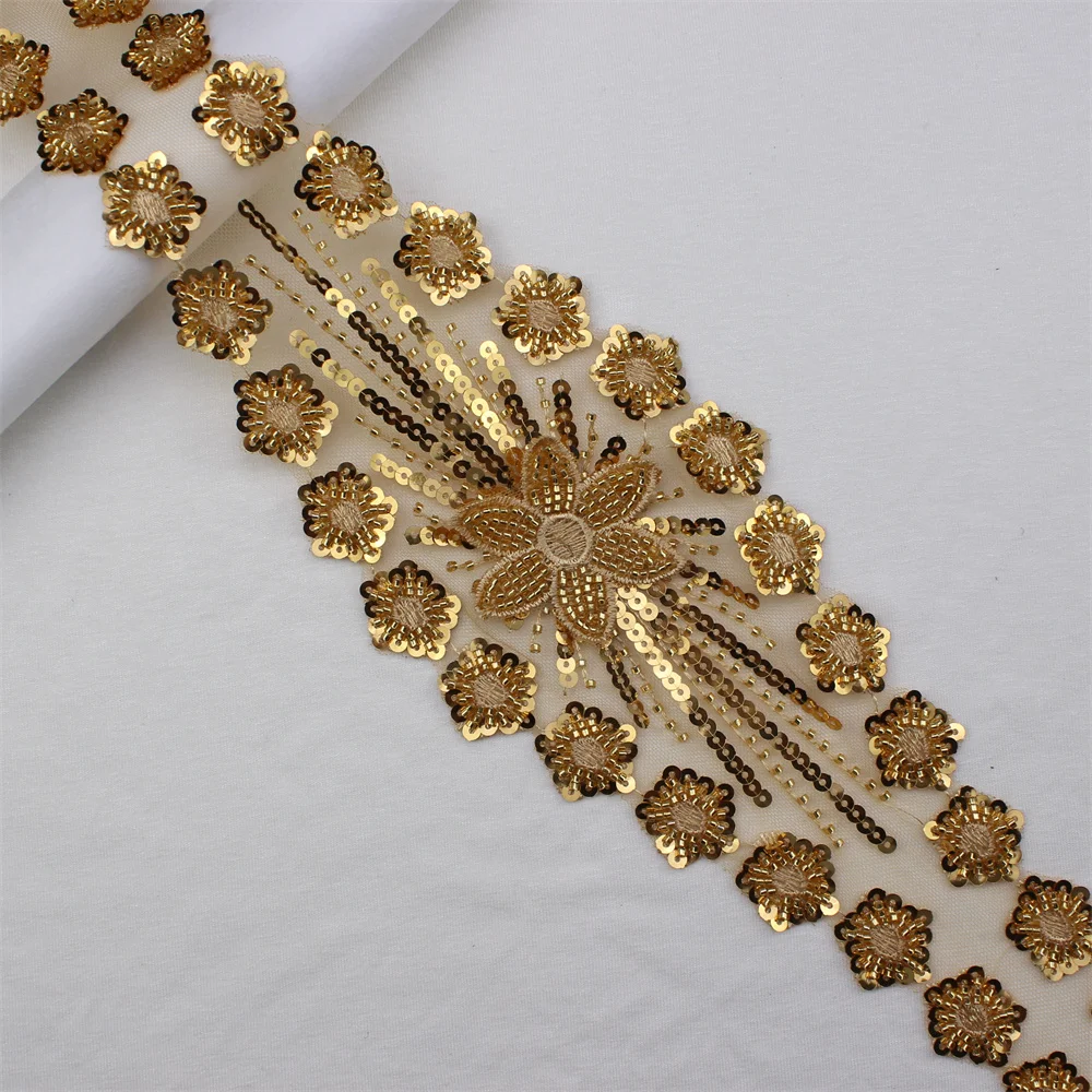 Beaded Sequin Lace With High Quality Tulle Embroidery Wedding Dress China Wholesale Bridal Lace Trim Fabric