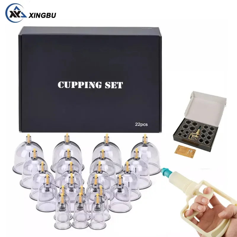 factory directly sell TCM self-treatment  healthcare products 22 cups with big ABS hand suction pump cupping sets device