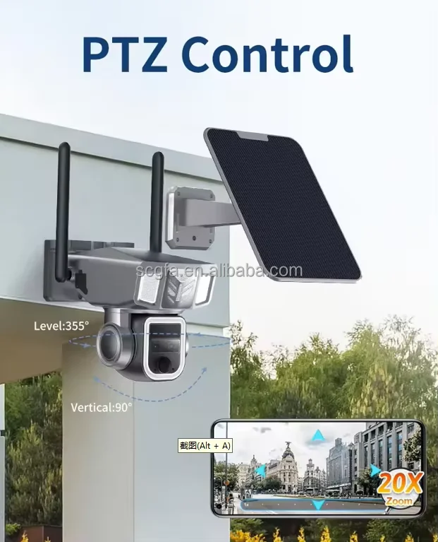 Новый тренд 10X зум беспроводной Wi-Fi 4G солнечное наблюдение CCTV PTZ камера с двойным объективом наружная безопасность WiFi Sim-карта Солнечная