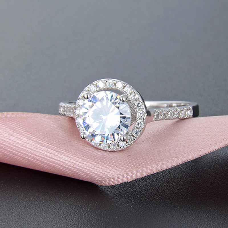 POLIVA Jewelry Women Engagement Wedding Rings Round Brilliant Cubic Zirconia Cz Sterling 925 Silver Zircon Round Cut PRS1429-7M