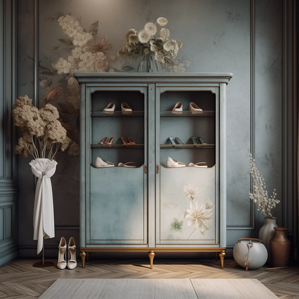 2024 AI Creative Concept Design Entrance Shoe Cabinet Of A French-Style AI 3D Rendering AI 3D Rendering Interior Services