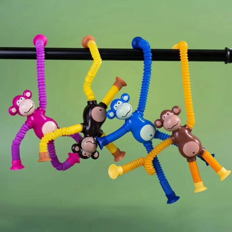 Hot Selling Novelty Gag Toys Fidgety Toy Big Eared Monkey Telescopic Toy