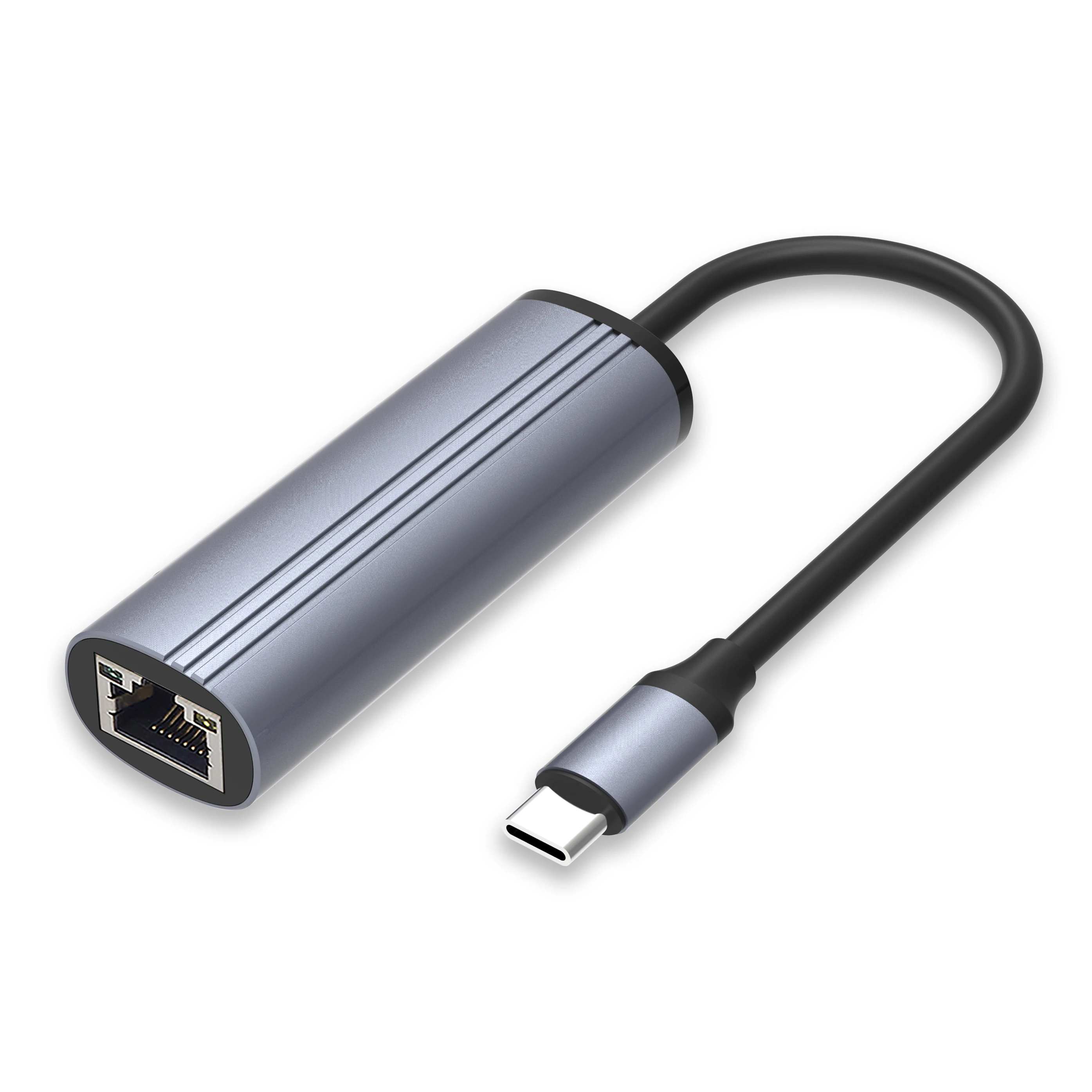 Black Aluminum Alloy Mini USB A USB C to RJ45 Ethernet Adapter USB 3.0 Hub