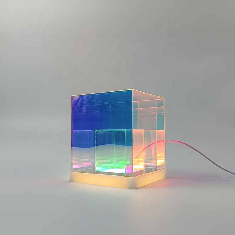 3D Acrylic Table Lamp USB Power LED Cube Crystal Night Light For Bedroom Decor