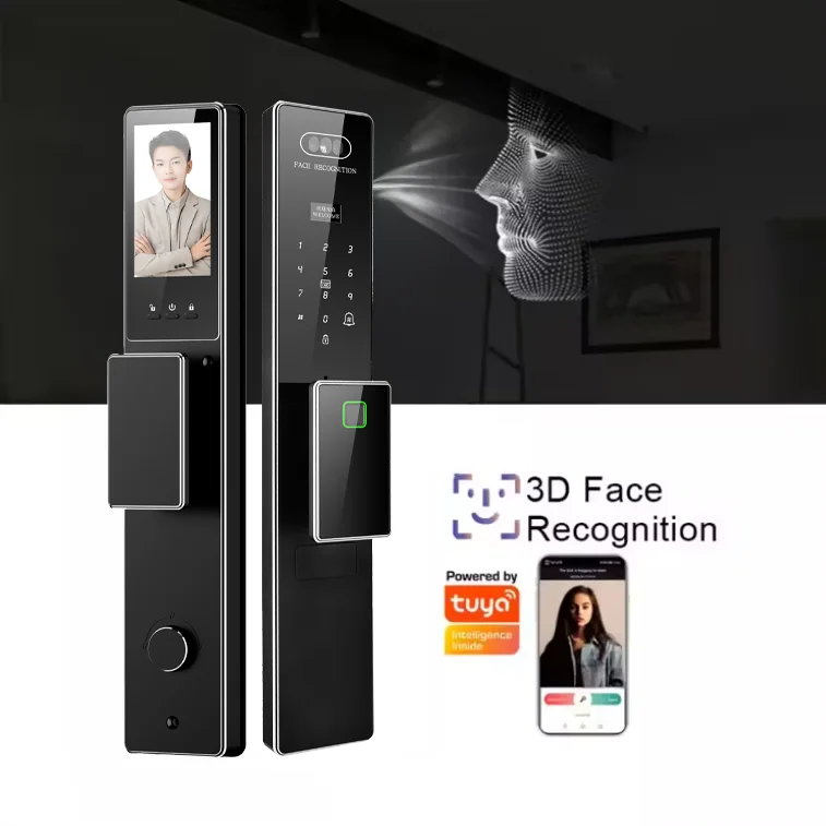 LEZN F6 Tuya Safe and low-key factory manufacturing OEM facial fingerprint biometric intelligent door lock camera Wifi automatic
