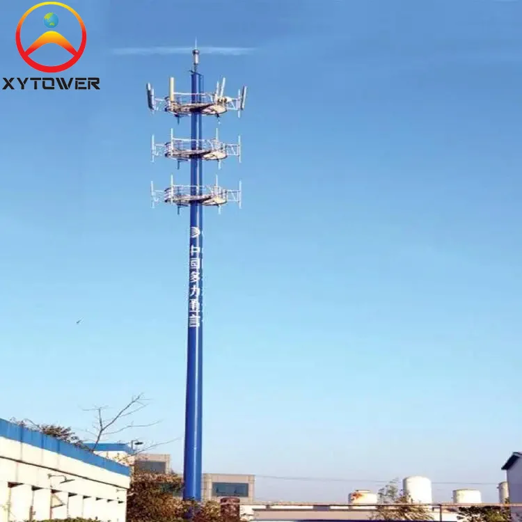 25M Hot Dip Galvanized GSM BTS Antenna Communication Pole Telecoms Monopole Tower