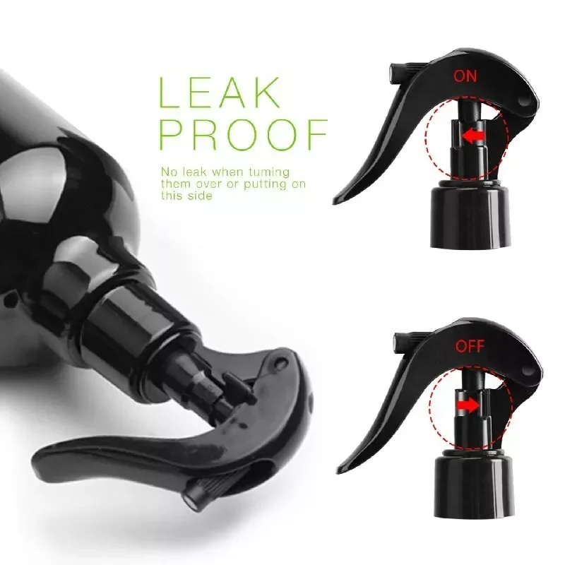 250ml 300ml 500ml Empty Pet Blue Amber Round Shoulder Boston Watering Plastic Bottle With Black White Clear Mini Sprayer