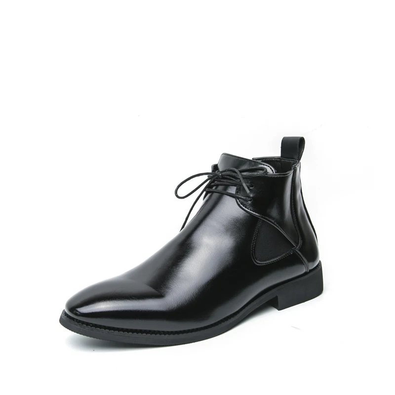 New chunky fashion safety chelsea executive ankle boots lace-up pointed toe leather shoes for man made  in wenzhou maufacturer