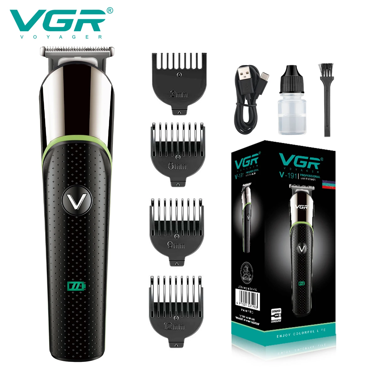 VGR V-191 new Arrival Professional cordless electric hair trimmer hair cutting machine for men