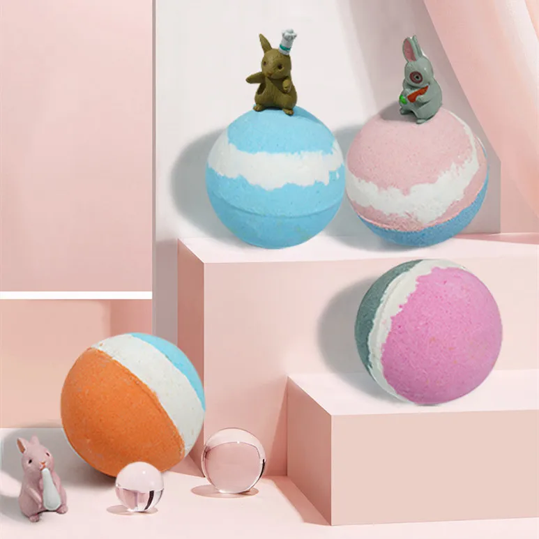Essential oil bath ball 6 color cartoon rabbit bath salt ball Bubble toy bath salt ball 105g
