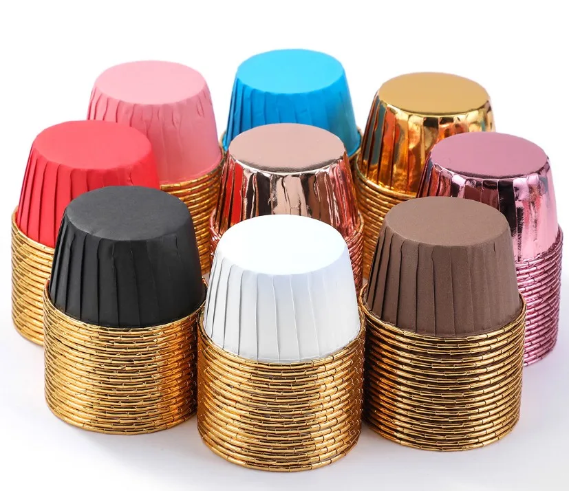 disposable  cupcake wrappers Aluminum baking cups Little Pudding tulip cupcake liners