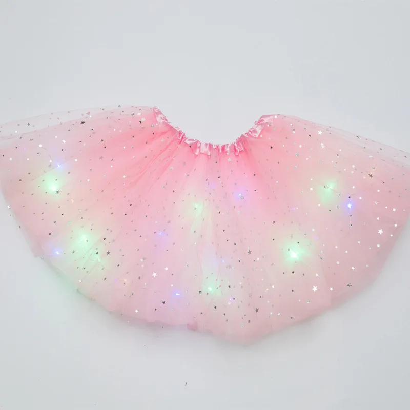 High Quality Kids Girl LED Light Up Tutu Glowing Skirt Ballet Miniskirt Neon Led Clothes Birthday Party Gift