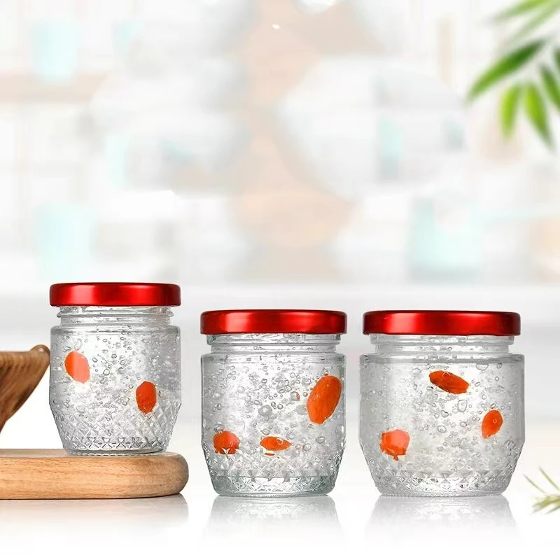 Wholesale transparent 50ml 75ml 100ml air tight honey syrup with cover  container glass jar