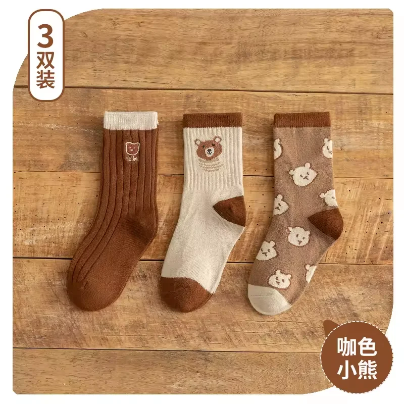 Children Wool Baby Socks 2022 Autumn Winter New Cartoon Flower Girls Tube Socks Korean Kids Socks Wholesale
