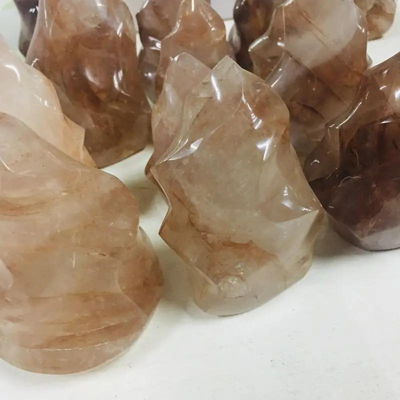 Natural red fire quartz hematoid crystal flame Golden Healer Crystal Quartz Flame for cheap wholesale