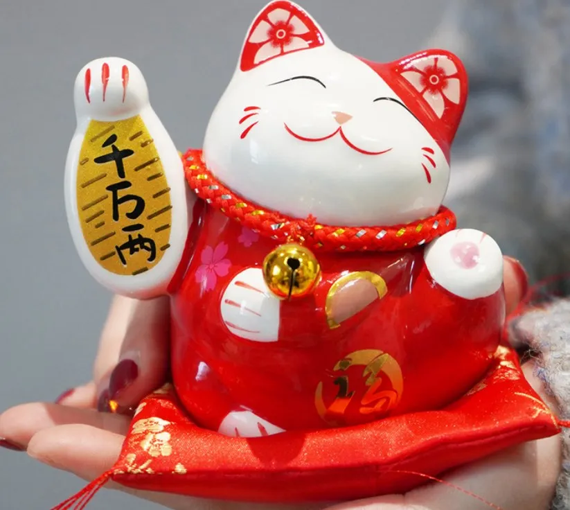 Пользовательский большой японский золотой керамический Манеки Neko счастливая кошка удача