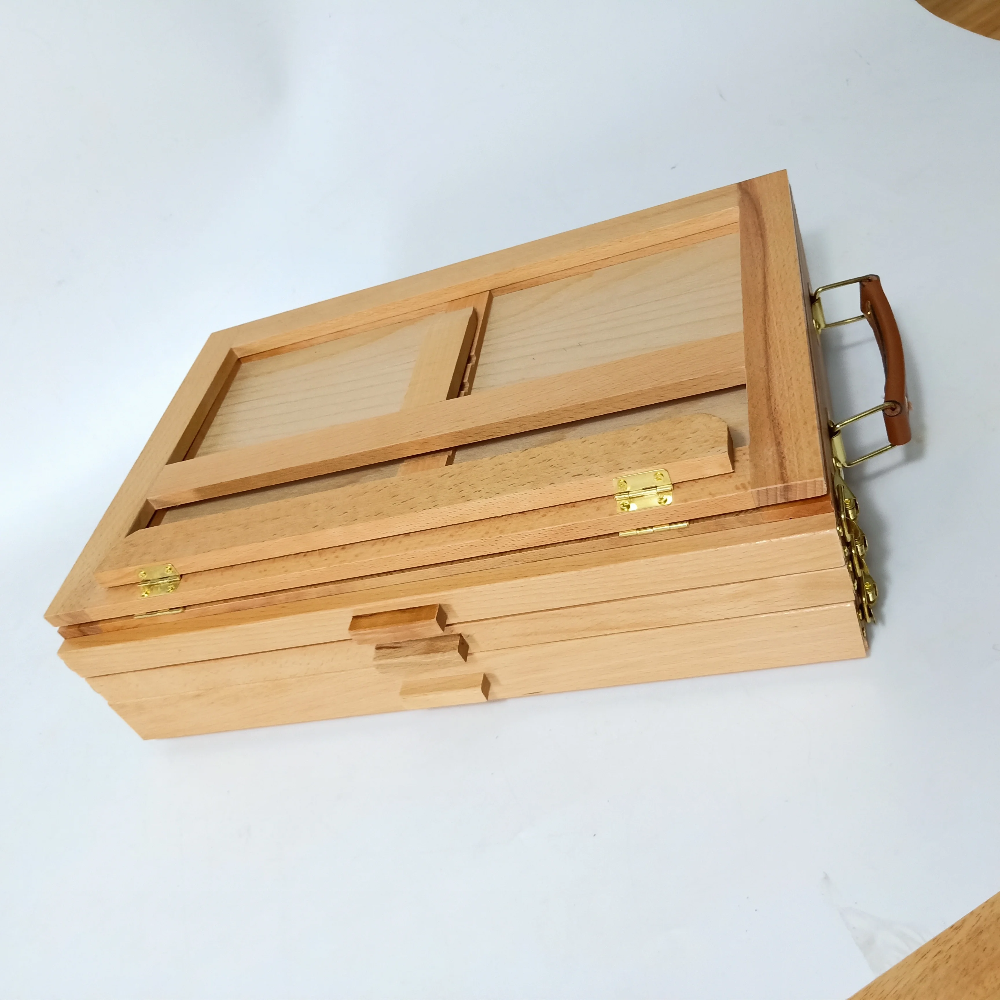 Art Supply Adjustable Portable Place Draw Round Desktop Beech pine wood Paint Sketch Easel Box