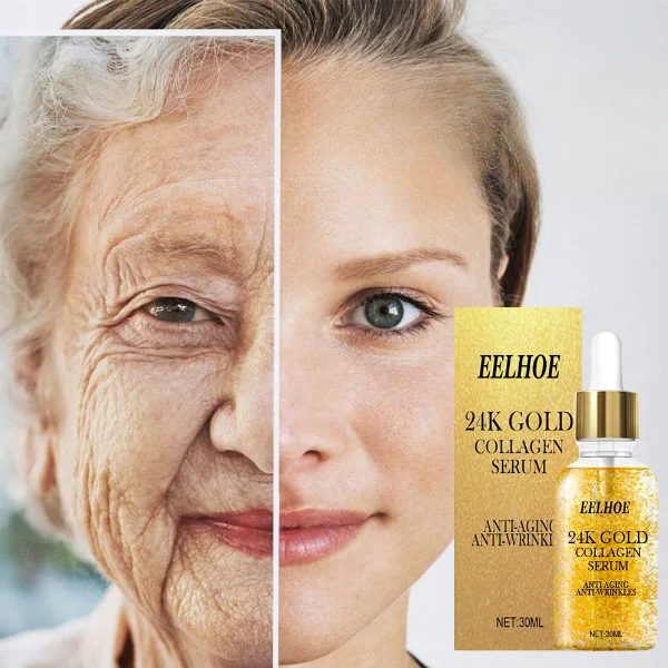 Organic Best Anti Aging Wrinkle Hyaluronic Acid Polypeptides Whitening Glow 24 K 24k Gold Face Serum for Face