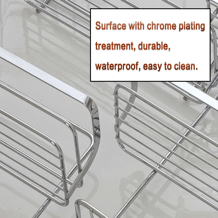 2 layers Metal Wire Shelving Rack Bathroom Wall Mountable Corner hanging storage basket Wall Shelf