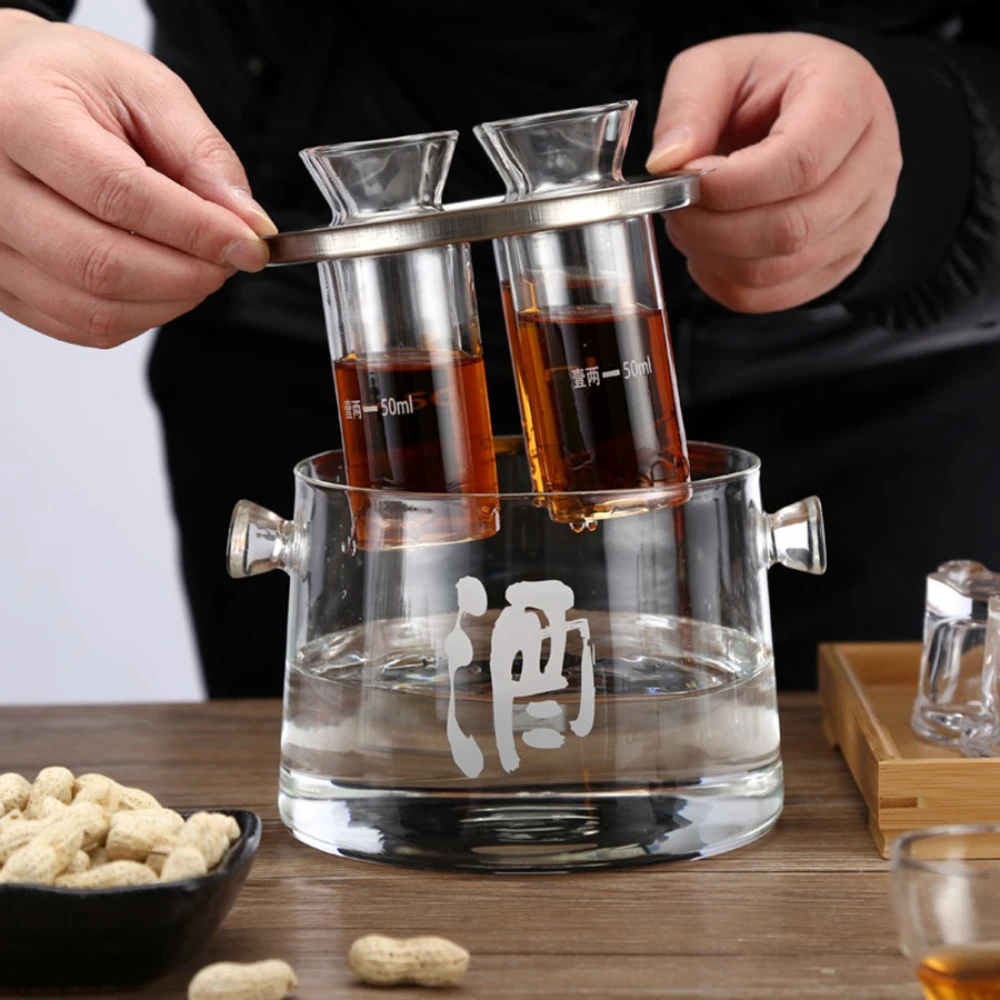 New design borosilicate cooking High borosilicate glass wine whiskey Wine warmer Heating wine vessel
