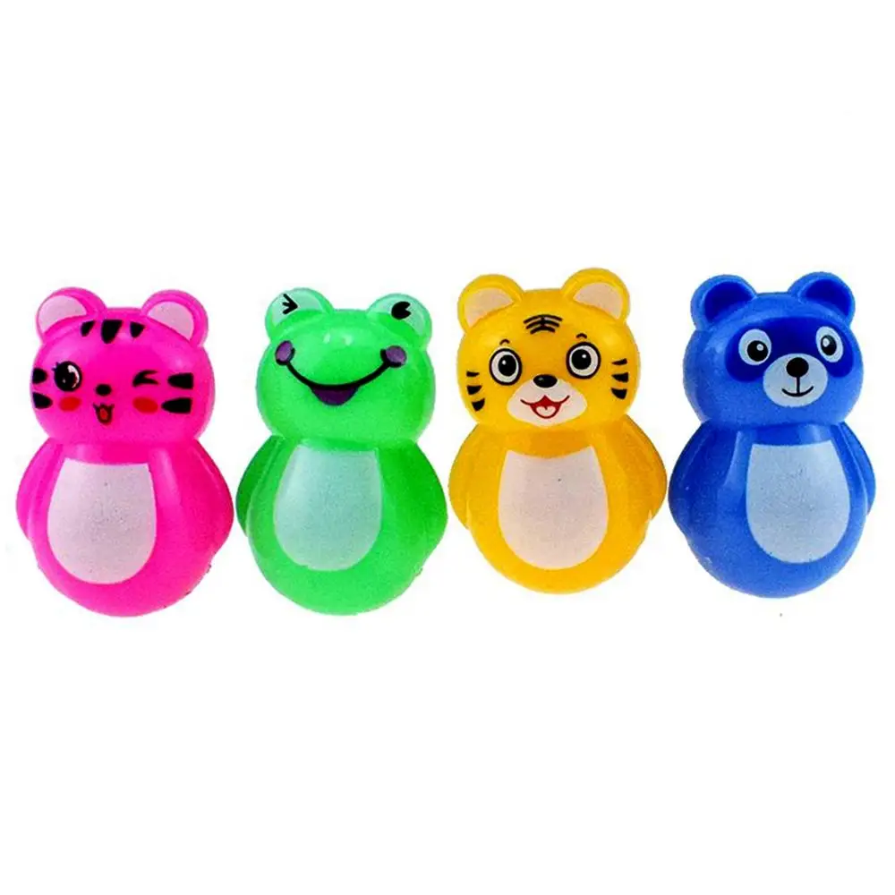Mini animal tumbler Candy toys Fun and nostalgic cartoon bear tumbler toy model with small capsule toys promotion gift