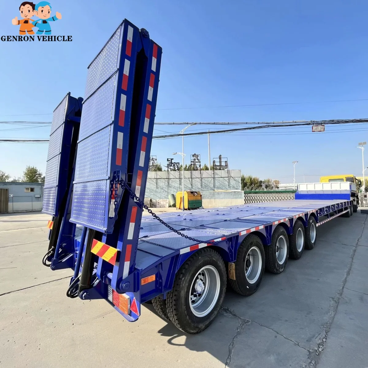 Heavy duty machines transport 100 tons 5 line 10 axles low bed/boy modular semi trailer truck with folding ladder for Nigeria